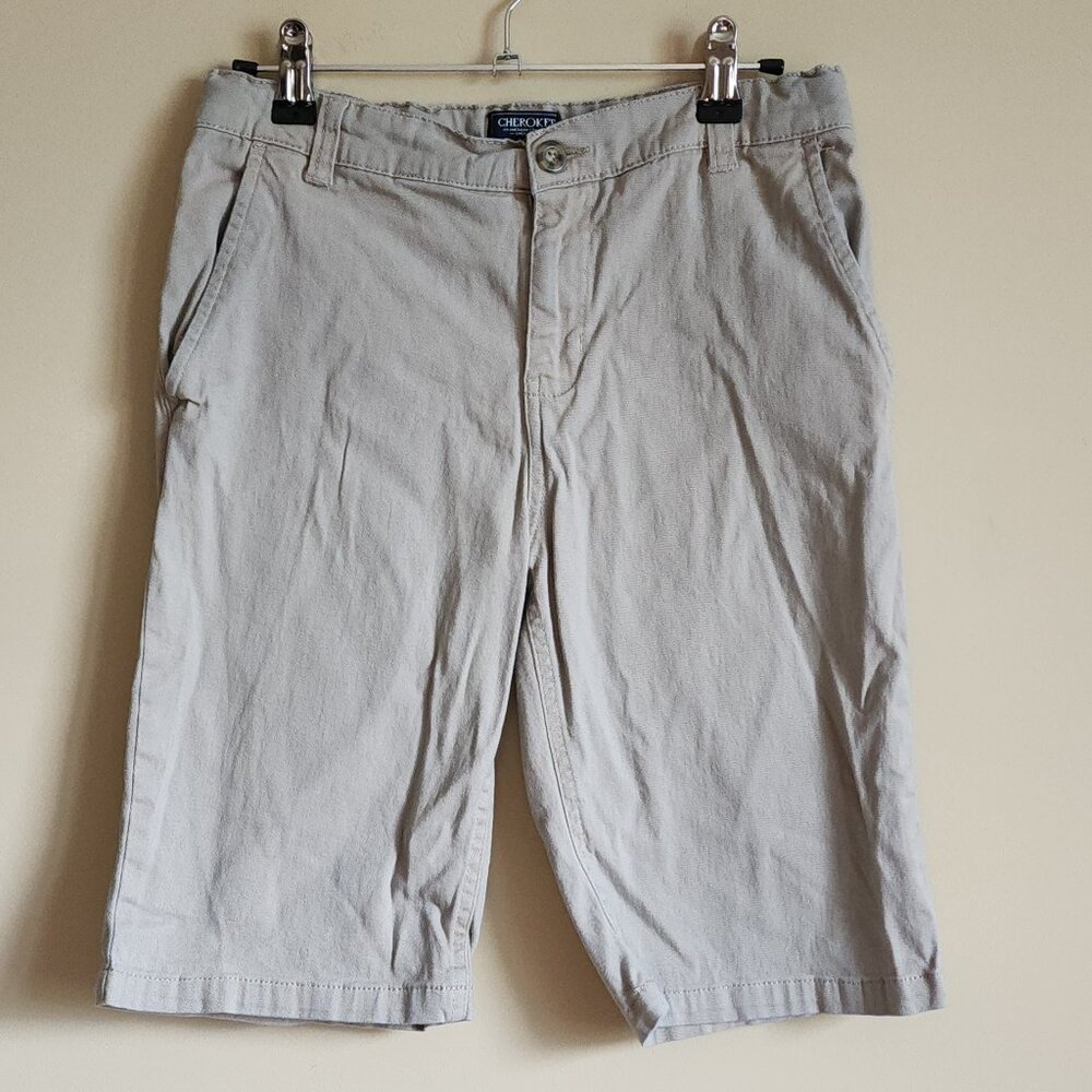 Cherokee Boys School Uniform khaki Shorts With Adjustable Waist Size 14
